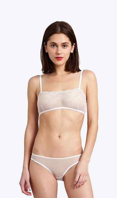 SLEEPY JONES | Goldin Bikini in White Swiss Dot Mesh / XS-