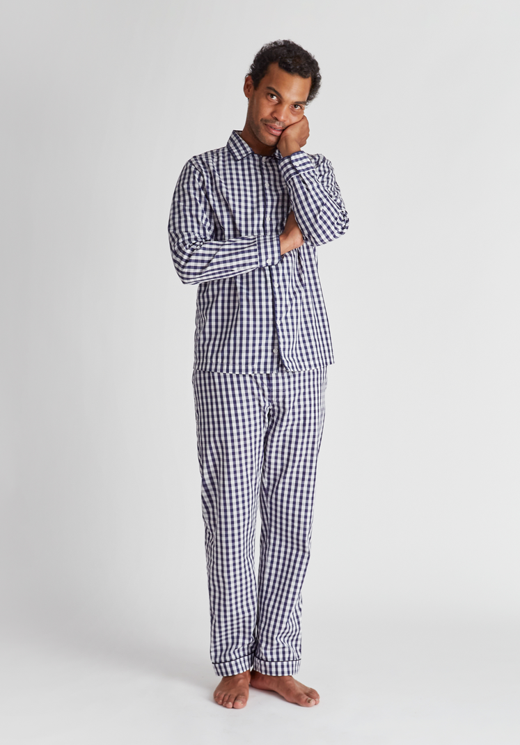 SLEEPY JONES  Henry Pajama Set in Navy Large Gingham – Sleepy Jones