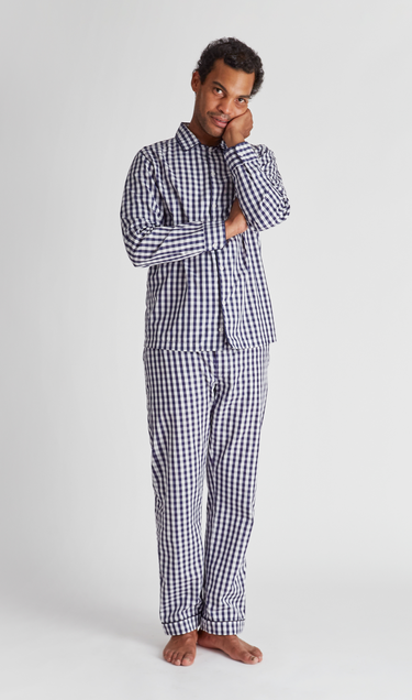 SLEEPY JONES | Henry Pajama Set in Large Navy Gingham - [product-type]