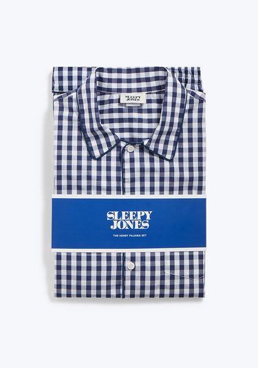 SLEEPY JONES | Henry Pajama Set in Large Navy Gingham - [product-type]