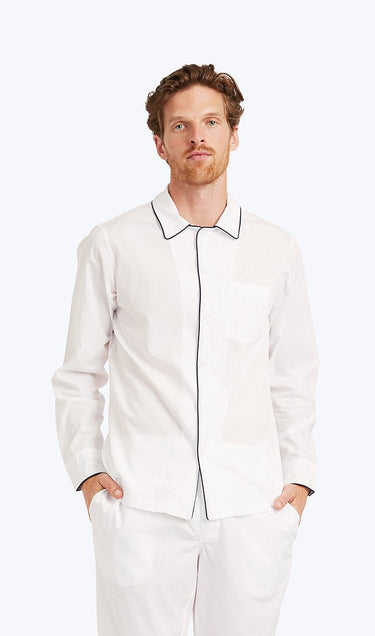 SLEEPY JONES | Henry Pajama Shirt in White End on End - [product-type]