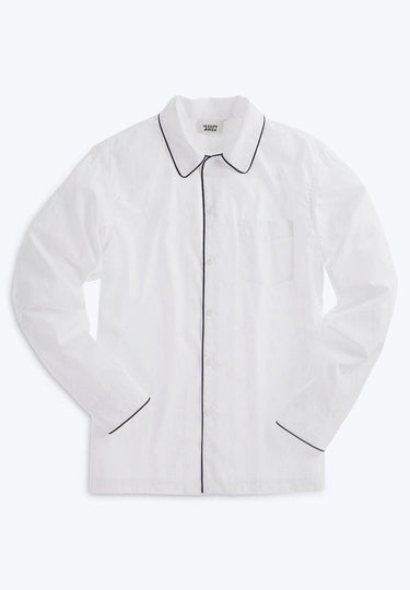 SLEEPY JONES | Henry Pajama Shirt in White End on End - [product-type]