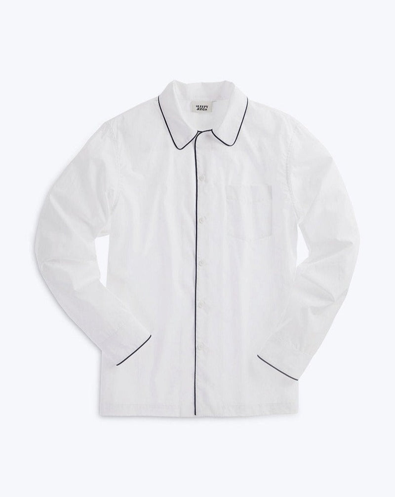 SLEEPY JONES | Henry Pajama Shirt in White End on End - [product-type]