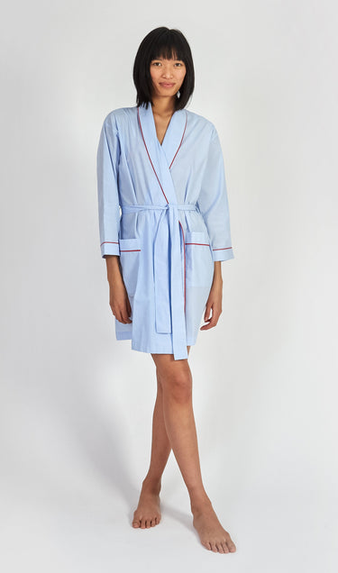 SLEEPY JONES | Isa Short Robe End on End Blue