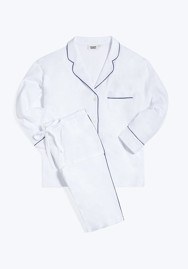 SLEEPY JONES | Knit Marina Pajama Set in White Solid Jersey - Women's Pajama Sets