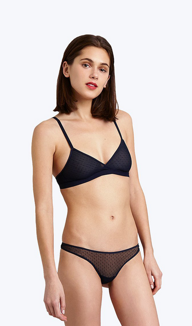 SLEEPY JONES | Mariko Thong in Navy Swiss Dot Mesh / XS-