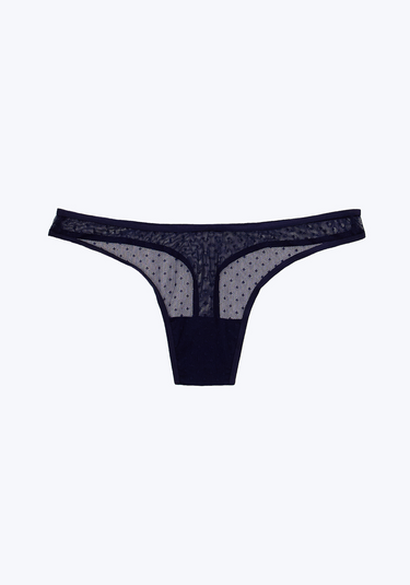 SLEEPY JONES | Mariko Thong in Navy Swiss Dot Mesh / XS-Navy Swiss Dot Mesh