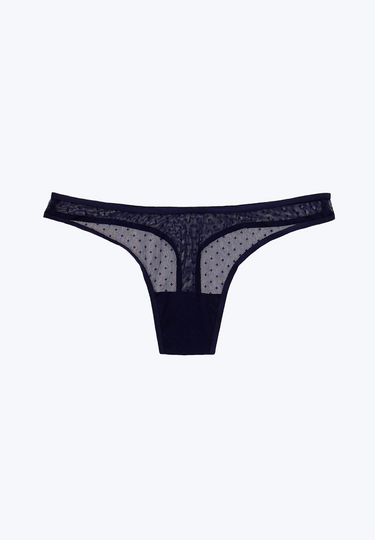 SLEEPY JONES | Mariko Thong in Navy Swiss Dot Mesh / XS-Navy Swiss Dot Mesh
