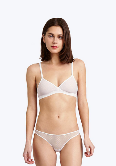 SLEEPY JONES | Mariko Thong in White Swiss Dot Mesh / XS-