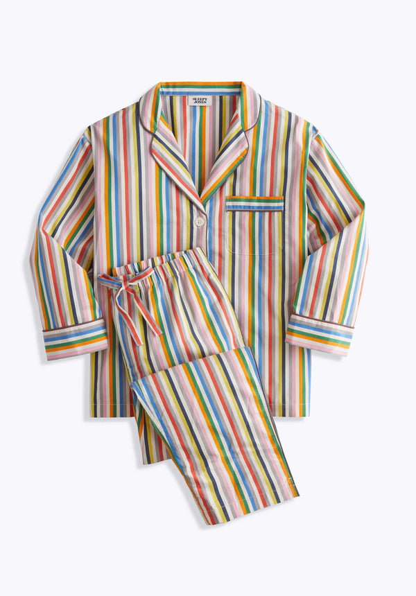 SLEEPY JONES | Marina Pajama Set in Colorwheel Stripe - Women's Pajama Sets
