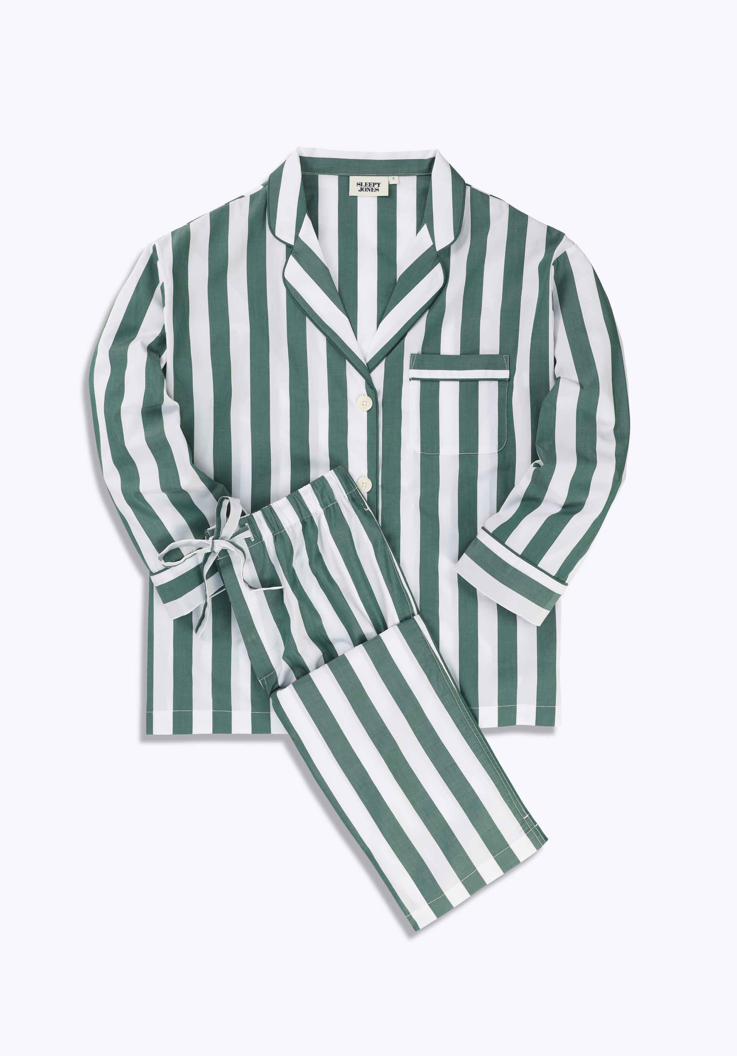 Green stripe pajamas sale