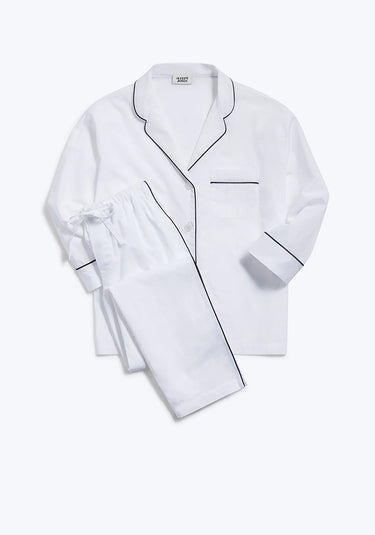 Marina Pajama Set in White Poplin