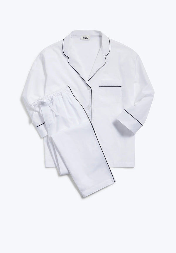 Marina Pajama Set in White Poplin
