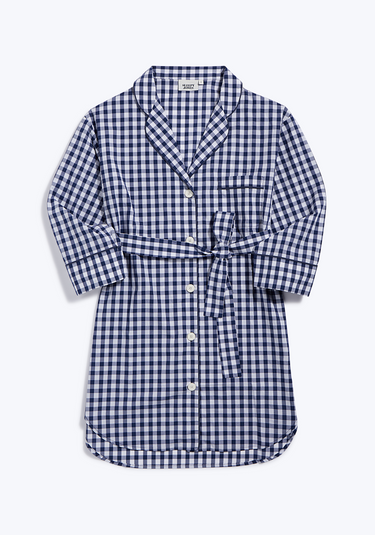 SLEEPY JONES | Marina Shirt Dress in Large Navy Gingham