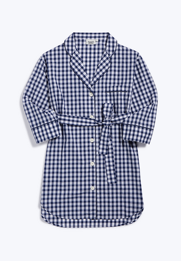SLEEPY JONES | Marina Shirt Dress in Large Navy Gingham