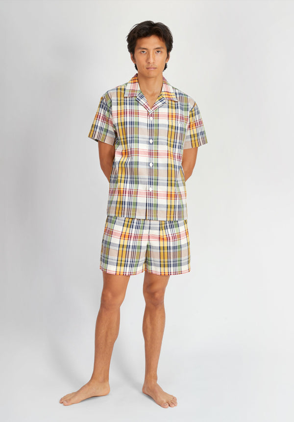 SLEEPY JONES | Martin Camp Shirt in Beige Golfer's Madras - [product-type]
