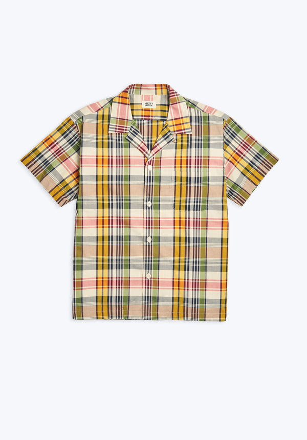 SLEEPY JONES | Martin Camp Shirt in Beige Golfer's Madras - [product-type]