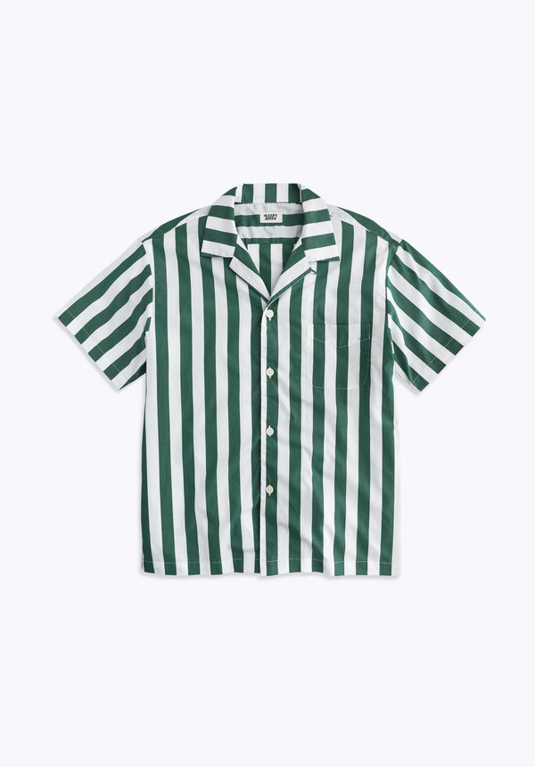 SLEEPY JONES | Martin Camp Shirt in Green & White Tent Stripe - [product-type]