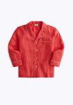 SLEEPY JONES | Milton Pajama Shirt in Washed Red Linen - [product-type]