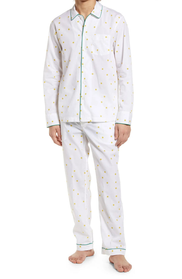 SLEEPY JONES | Sleepy Jones x Smiley® - Henry Pajama Set in White Poplin - [product-type]