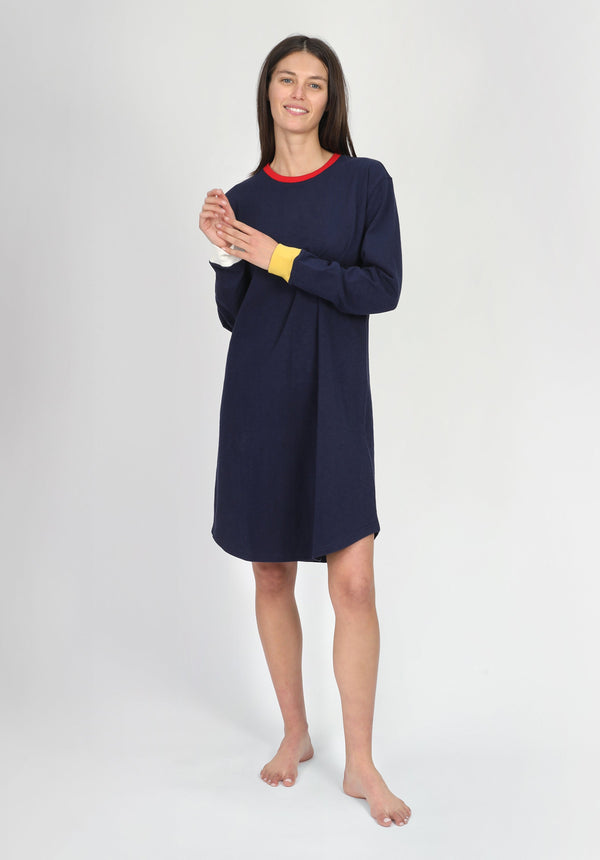 SLEEPY JONES | Twyla T-Shirt Dress Navy Colorblock