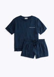 SLEEPY JONES | Washable Silk Leonora Short Set in Navy - Women's Loungewear Sets
