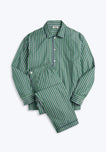 Henry Pajama Set in Green, Navy, & Cream Shadow Stripe